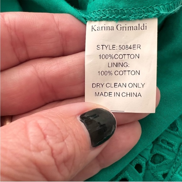Karina Grimaldi Green Cutout Eyelet MIDI Dress Revolve Size Small - Picture 6 of 6